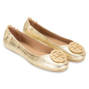 tory burch minnie travel ballet flat spark gold